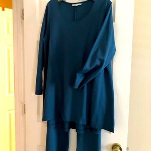 Beautiful Blue knit pants suit from Bryn Walker